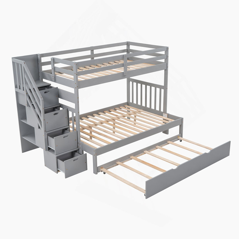 Lit mezzanine avec lit gigogne en bois
