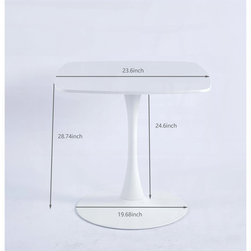 24'' White Square Tulip Table for 2-3, 28.93"H x 23.62"L x 23.62"W, White