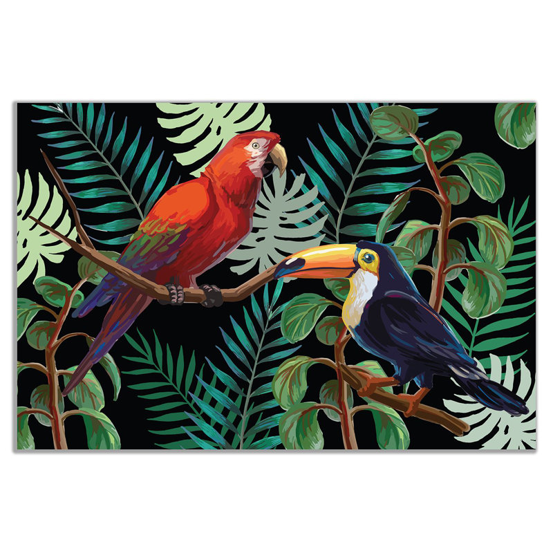 Tropcal Birds And Plants - Wrapped Canvas Print, 20cm H x 31cm W
