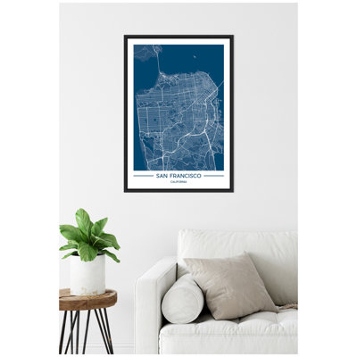 «San Francisco Map Regal Blue» par Jake Goossen, reproduction d'art sur toile encadrée