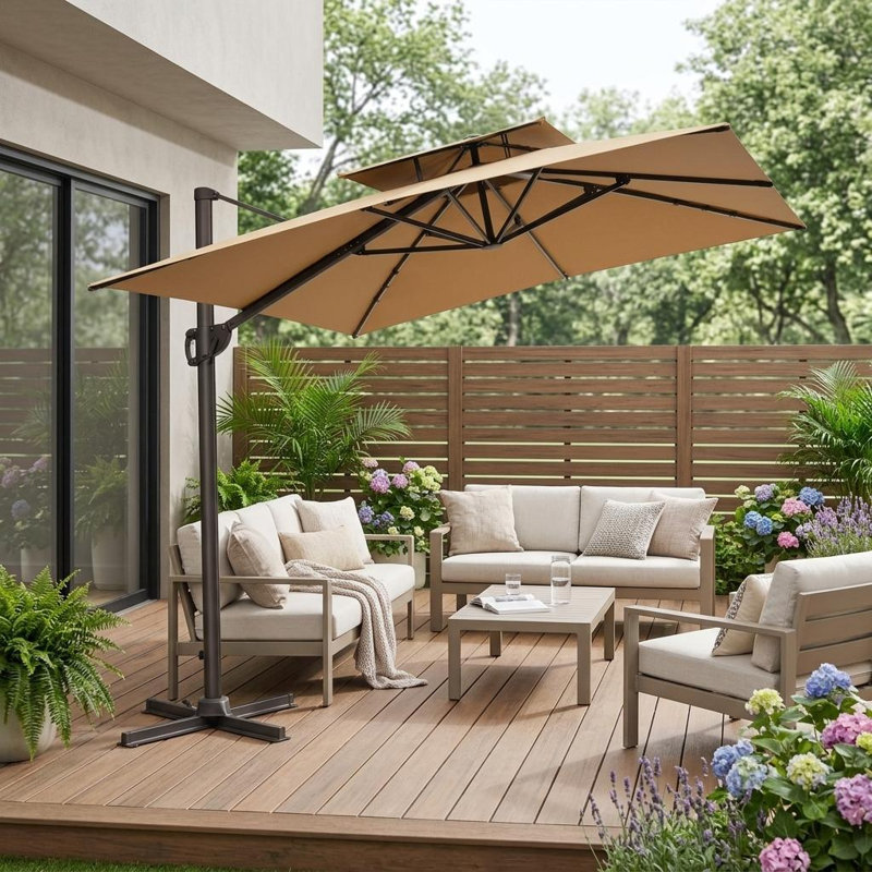 Parasol carré Haru, Brun clair, H 14,57 po x l 108 po x P 132 po