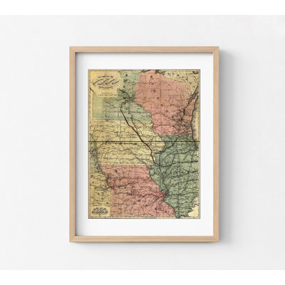 Burlington Cedar Rapids And Minnesota Railway 1868, Minnesota Antique Map, Cedar Rapids Iowa Poster, Burlington Wall Art, Hallway Decor