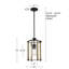 Luminaire suspendu de style campagne moderne à 1 lumière de 15 po + abat-jour cylindrique transparent en bois de bouleau fumé + finition noire