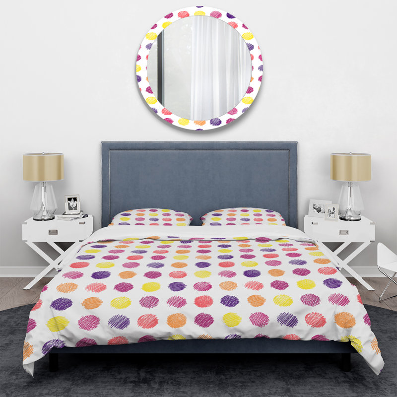 Multicolor Circle Pattern - Abstract Duvet Cover Set - Microfiber Polyester, Twin Duvet Cover + 1 Standard Sham
