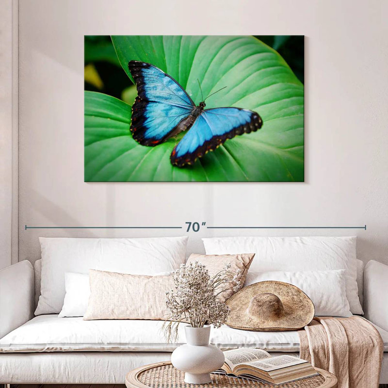 Blue Morpho On Leaf, 30" H x 45" W