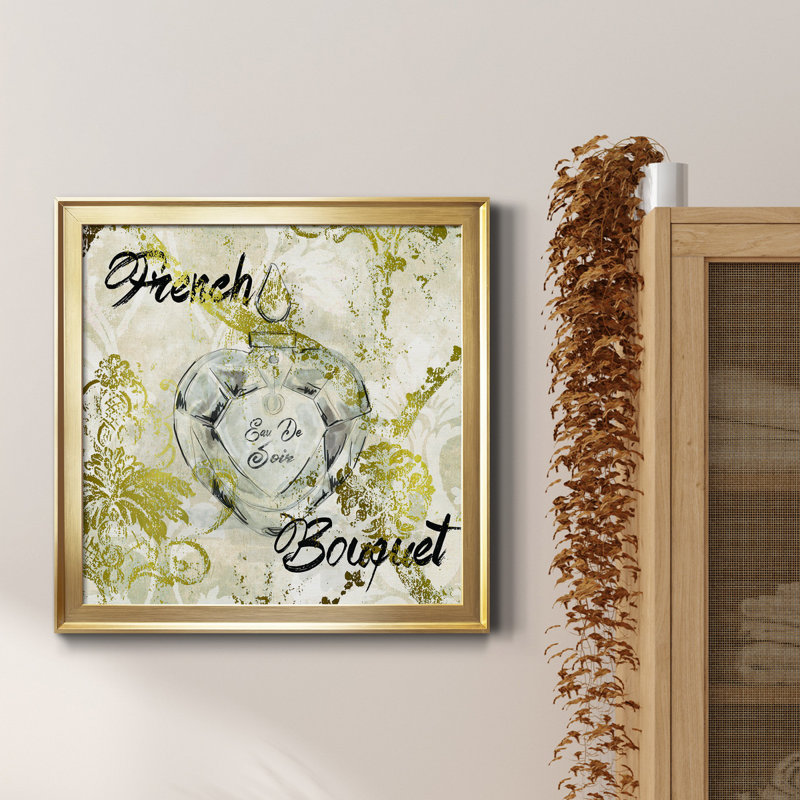 Bouquet français - Peinture sur toile encadrée, H 34,5 po x l 34,5 po x P 1,5 po, Toile encadrée dorée