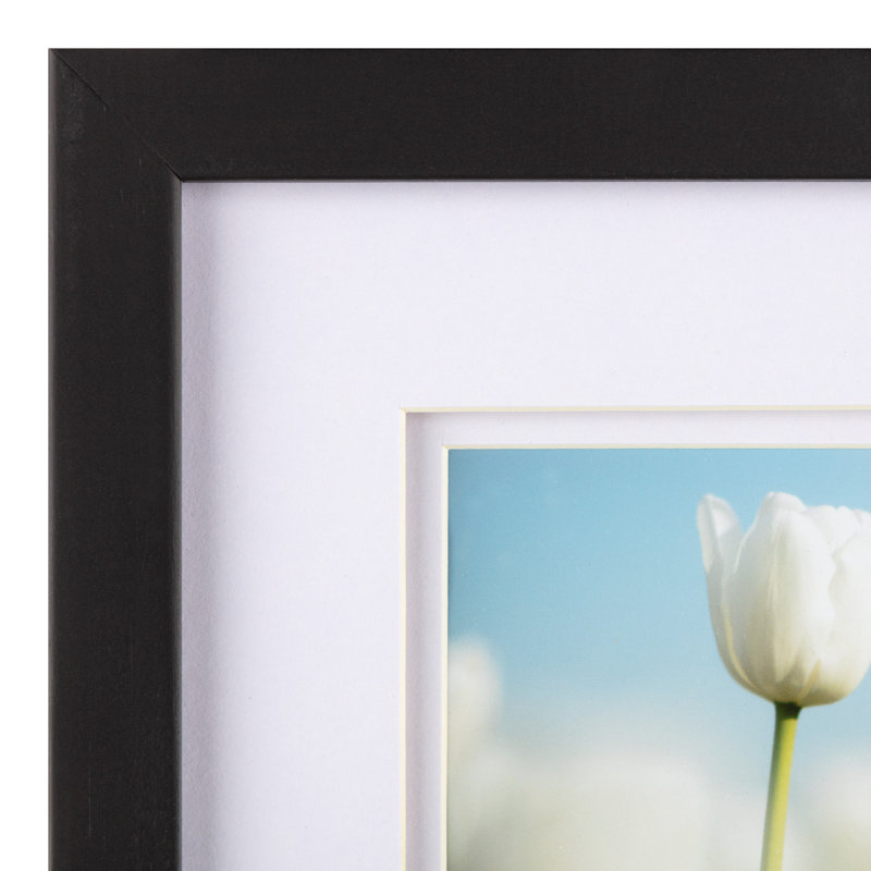 Wood Matte Picture Frame - Set of 7 with Mat, Black