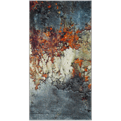 Tapis bleu à motif abstrait Acord