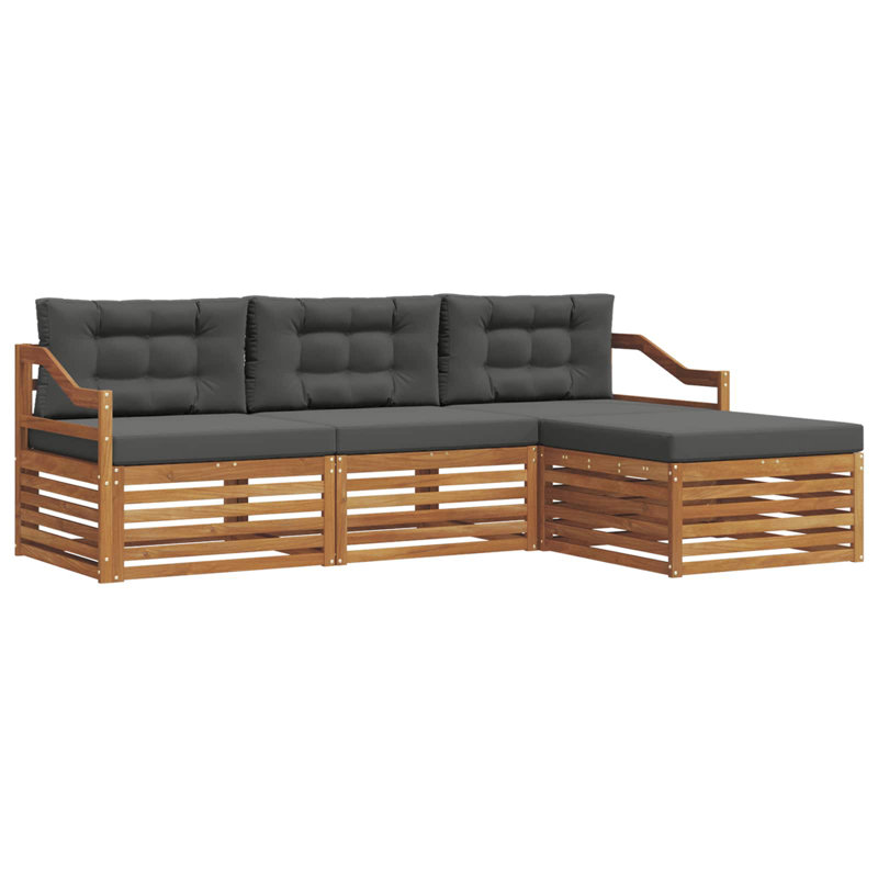  Ensemble de canapé d'extérieur avec coussin 4 pièces naturel et anthracite