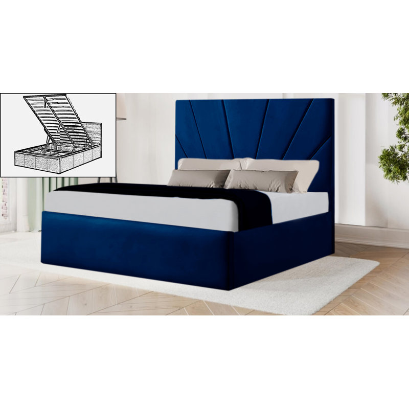 Bhorelal Upholstered Ottoman Storage Bed, Blue, Small Double (4')