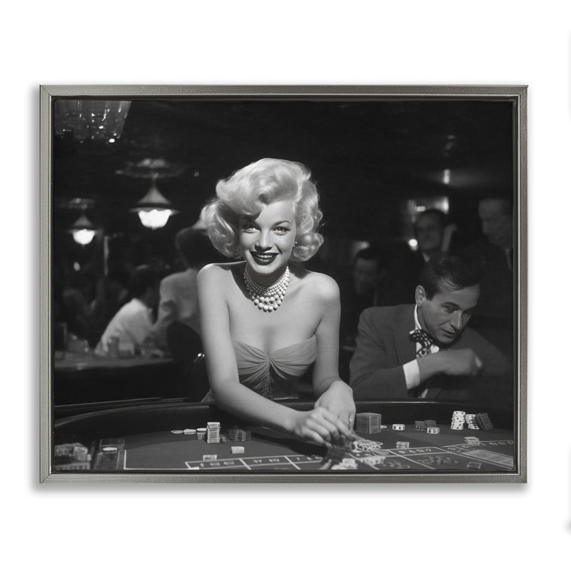 «Iconic Marilyn Portrait Floater Canvas» par Lazar Studio, H 25 po x l 31 po, Cadre flottant noir de jais