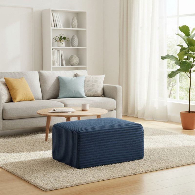 Canapé modulaire en L avec repose-pieds, Bleu