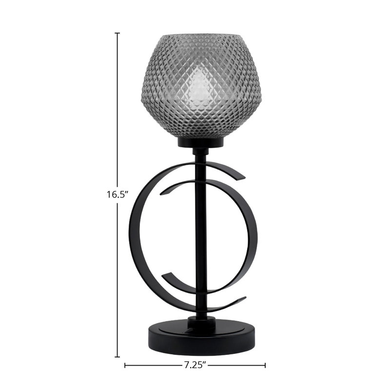Lampe de table en acier inoxydable Gulran, Noir, H 16,5 po x l 7,25 po x P 7,25 po, Noir mat