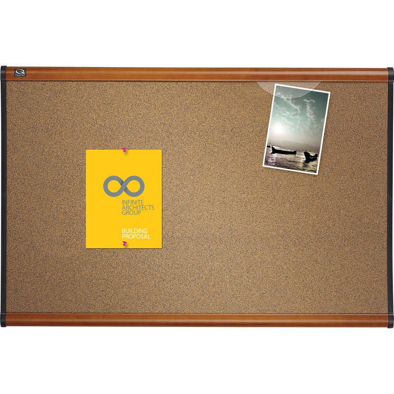 Quartet® Cork Wall Bulletin Board, Light Cherry, 48" H x 72" W