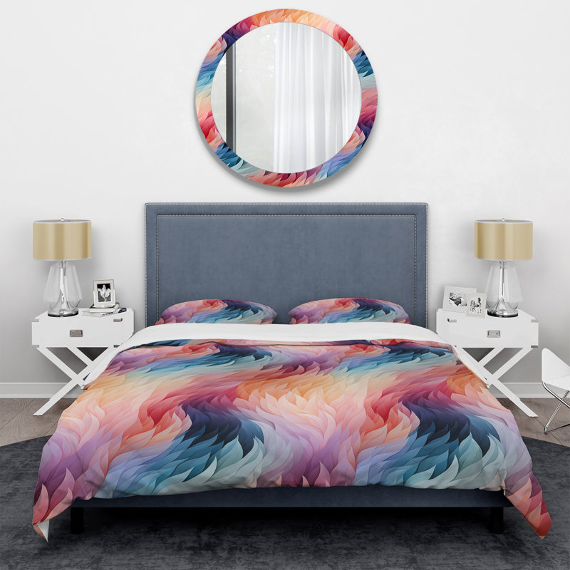 Ethereal Whispers Chevron Pattern Abstract Duvet Cover, Twin Duvet Cover + 1 Standard Sham