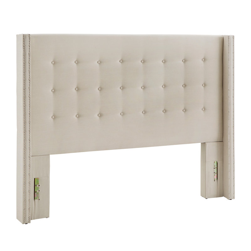 Tête de lit tapissier à oreilles Kaster, Crème, Grand