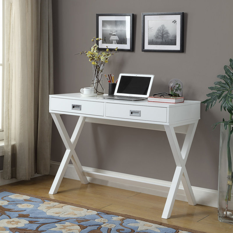 Bureau d'écriture à 2 tiroirs Émile, Blanc