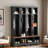 Farmhouse Wide Hall Tree With 8 Hooks, Bench And Open Compartments-2113476728