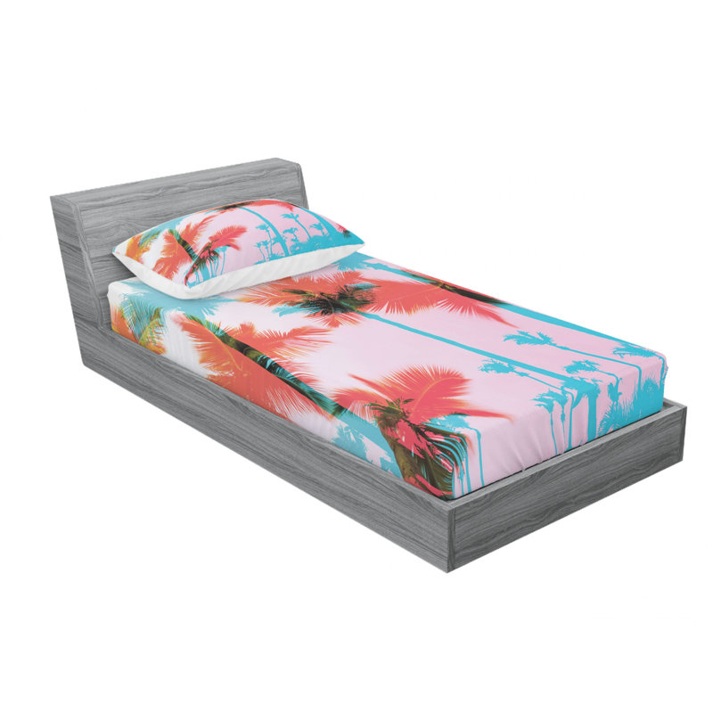 Microfiber Floral Sheet Set, Twin XL Sheet Set with Fitted Sheet