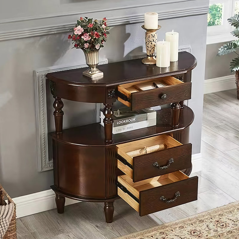 Classic Rubberwood Solid Wood Accent Chest, 32.7"H x 43.3" W x 11.8" D, Black Walnut