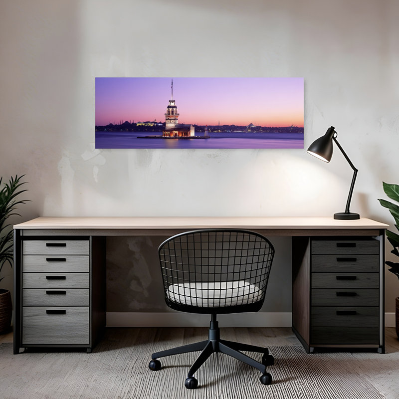Coucher de soleil, phare, istanbul, Turquie, architecture contemporaine paisible, art mural coucher de soleil