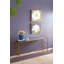 Console 56,5 x 14 x 30 po or antique, plateau en miroir