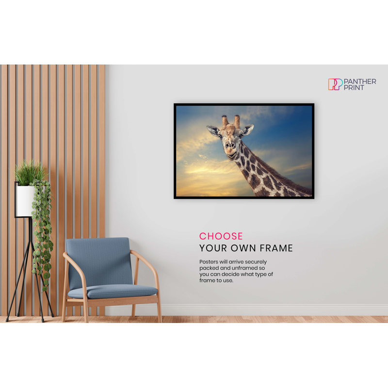 Sky & Smiling Giraffe - No Frame Print, 46cm H x 31cm W x 0.5cm D