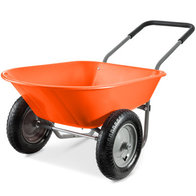 Best Choice Products Dual-Wheel Home Wheelbarrow Yard Garden Cart For Lawn, Construction