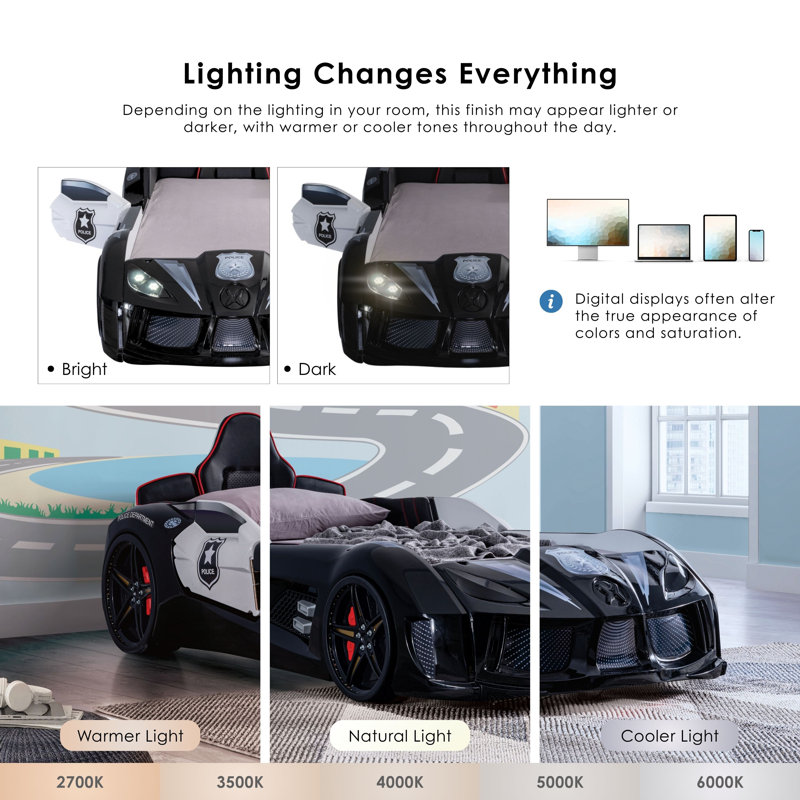 Lunnie Twin Police Car Bed With Lights