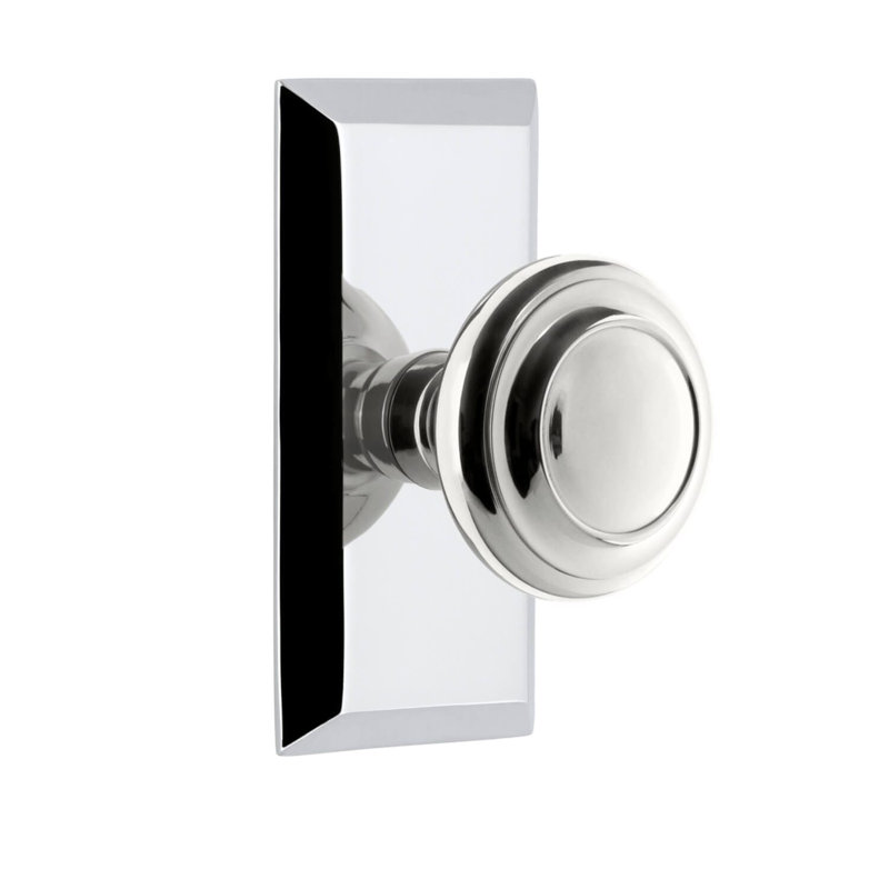 Grandeur Concealed Screw Mechanism Circle Knob with Rectangle Rosette, Bright Chrome, 2.75"