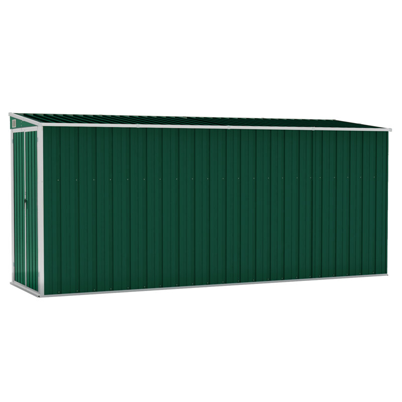 vidaXL Garden Shed Wood Look Galvanized steel Large Garden Shed, Green