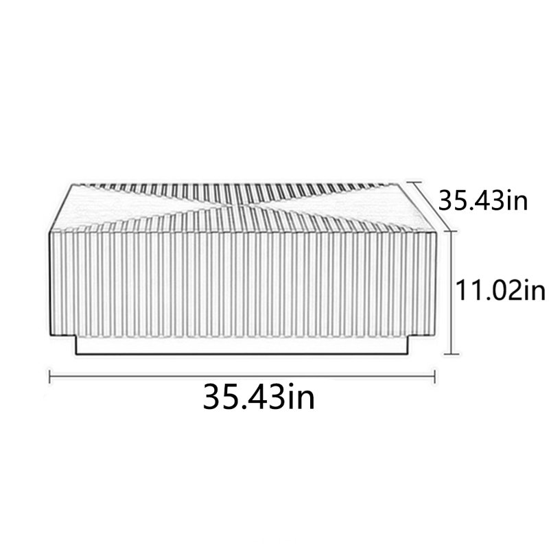 Table de thé, H 11,02 po x L 35,43 po x l 35,43 po