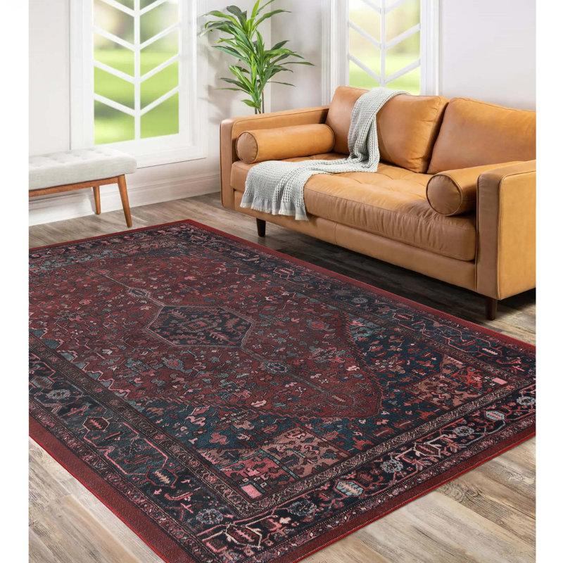 Tapis d'intérieur lavable à la machine Abhisek, Rectangle 7 pi x 10 pi