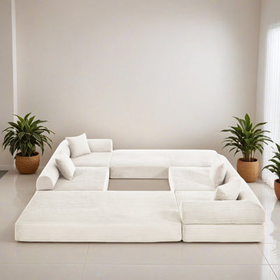 Canapé-lit modulaire convertible en L modulaire de L 106,32 po avec lit escamotable en mousse à mémoire de forme, canapé configurable peu encombrant pour le salon