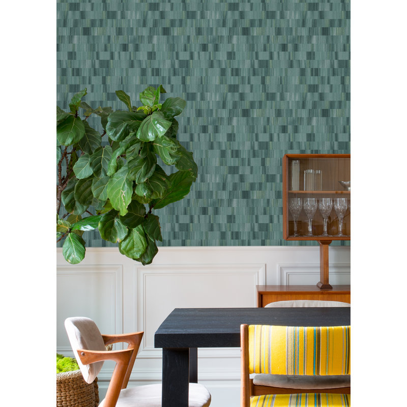 Horizontal Textured Stripe Wallpaper, Blue