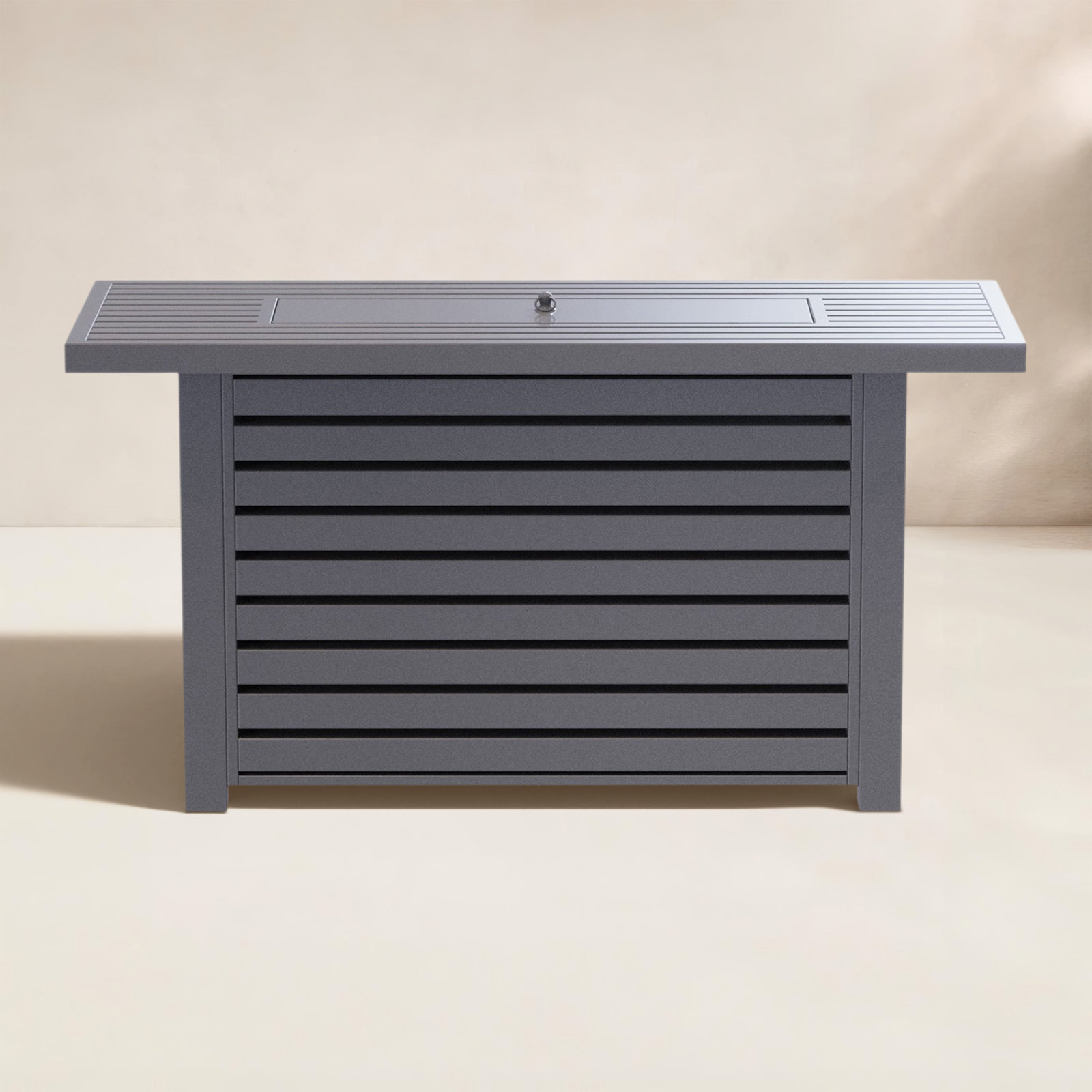 Casselton Rectangle Fire Pit Table, 25" H x 42" W x 20" D, Gray