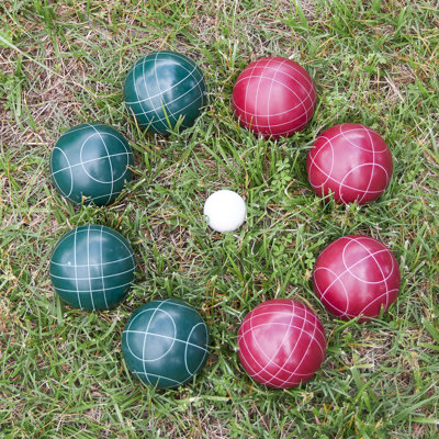 Bocce Ball Set – Classic Family Lawn Games, Outdoor Games for Backyard, Beach, or Weddings – Includes Red and Green Bocce Balls, Pallino, and Carrying Case by Trademark Games