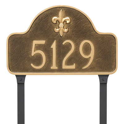 Enseigne d’adresse pour pelouse sur 1 ligne Fleur de Lis