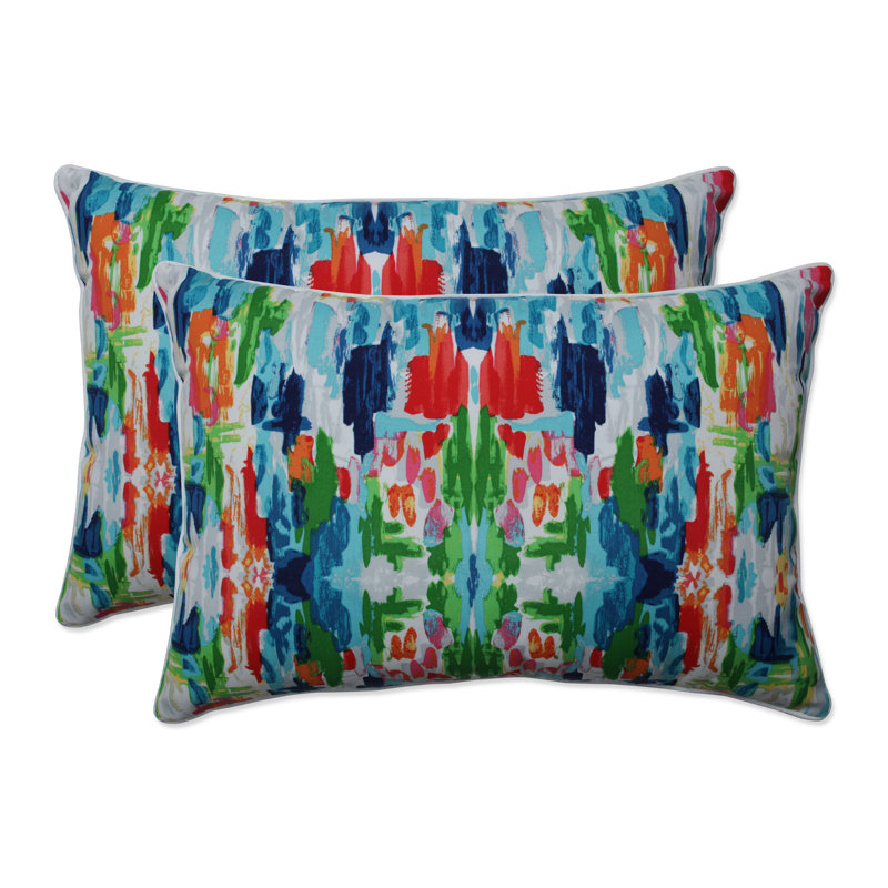 Abstract Reflections Multicolor Cotton Polyester Lumbar Pillows Set