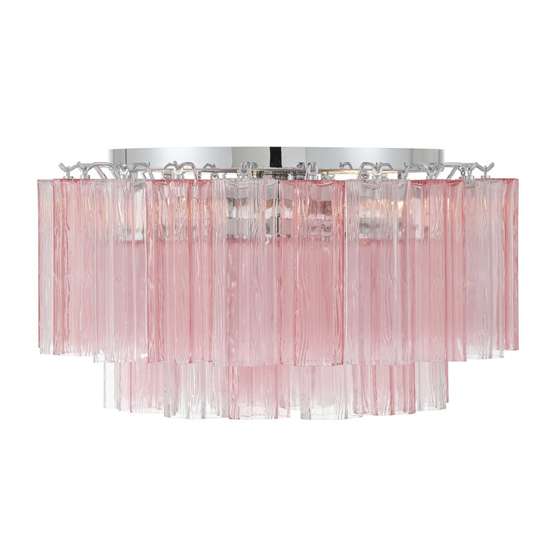 Addis Light Polished  Flush Mount, Chrome, Pink