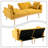 Velvet Upholstered Split Back Convertible Futon Sofa Bed With Two Pillows-805220112