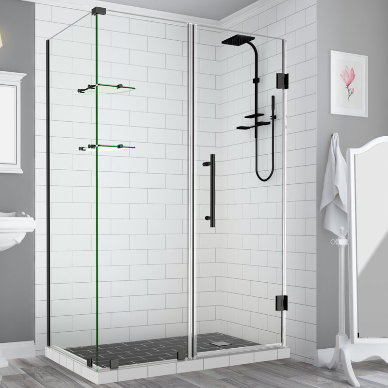 Bromley GS Frameless 59.25" x 72" Rectangle Hinged Shower Enclosure with Glass Shelves