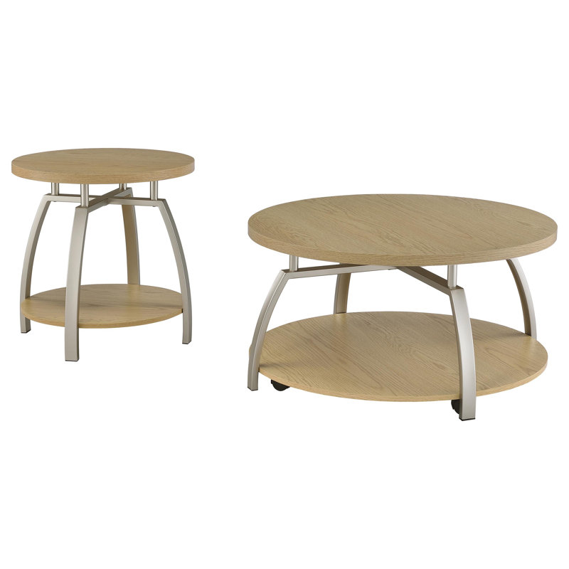 Ensemble de tables basses et de tables rondes 2 pièces Dacre Greige, 2 pièces: table basse, table de bout, Greige