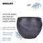 Leaf Embossed Concrete Effect Ball Round Planter, Frostproof Outdoor Plant Pot, Black Round Garden Planter with Drainage Holes-407971879