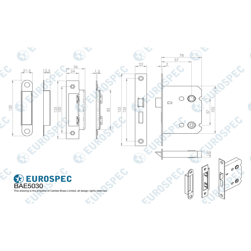 Lorie Easi-T Bathroom Lock, Matt Bronze