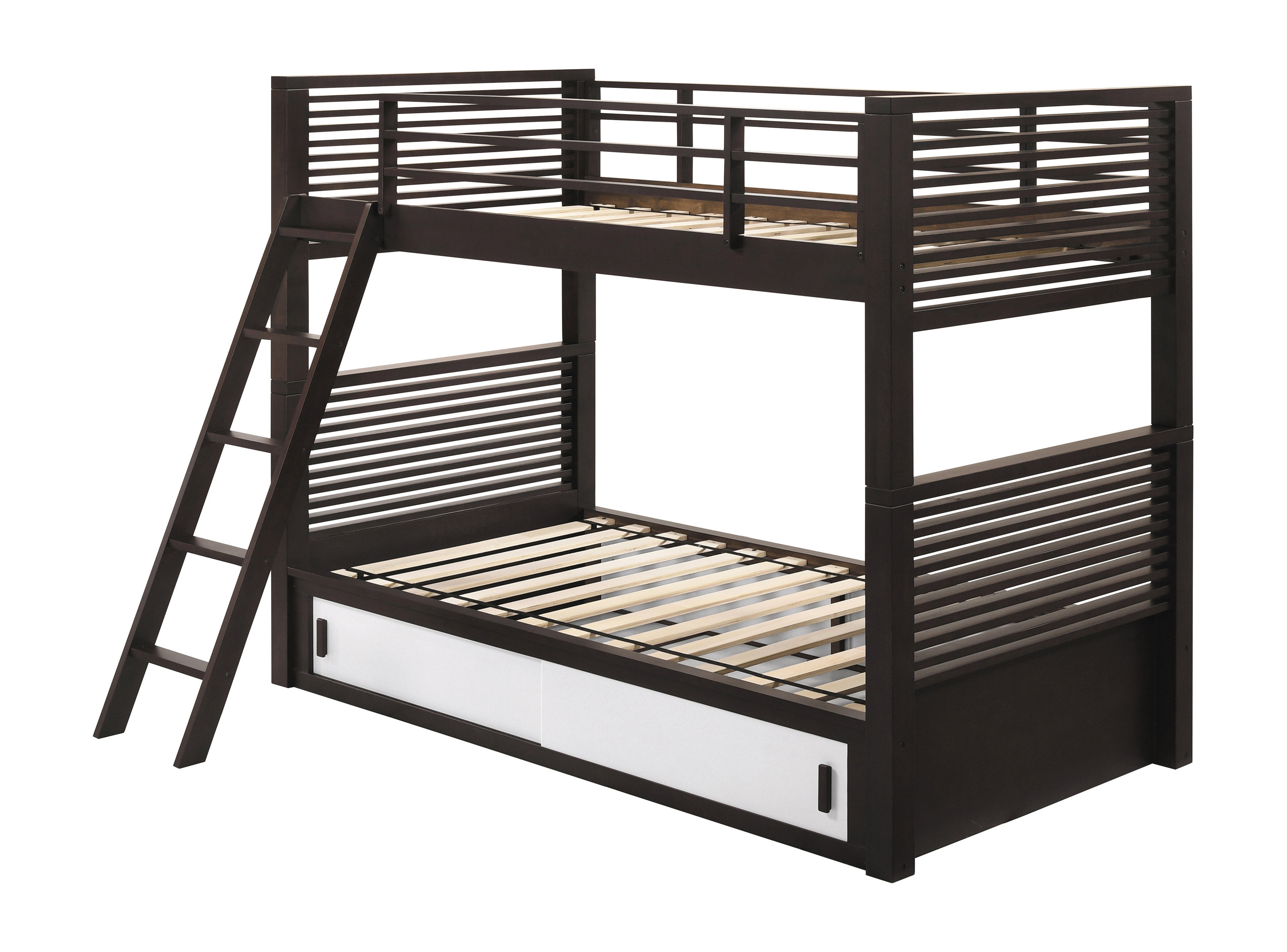 Java Bunk Bed CDecor Home Furnishings Kirby Java And White Twin Over Twin Storage ...