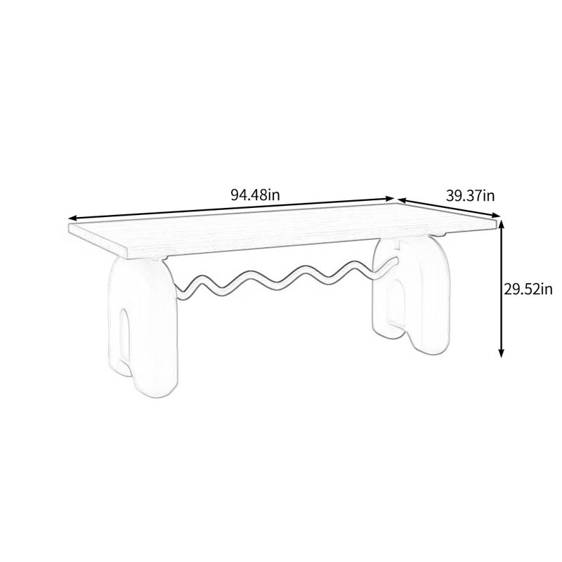 Creative solid wood dining table, 29.52"H x 94.48"L x 39.37"W