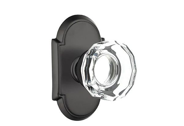 Emtek Passage Interior Mortise Set w/ #8 Rosette & Lowell Glass Knob (LH)
