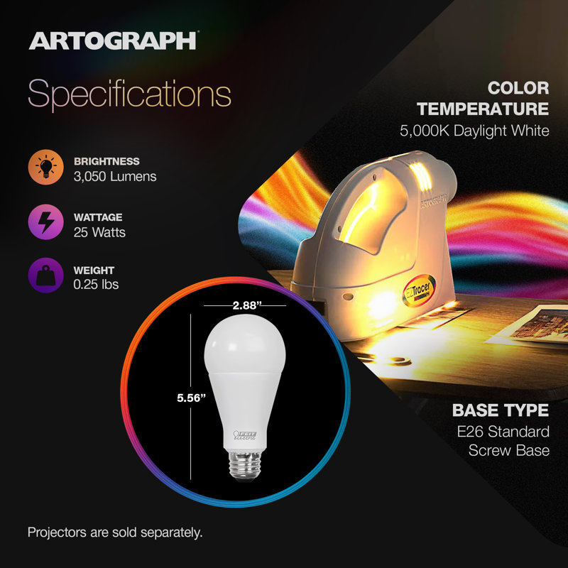 Artograph 3 Pack 25W LED Bulbs EZ Tracer LED Tracer Projector, Bulbs Only, White