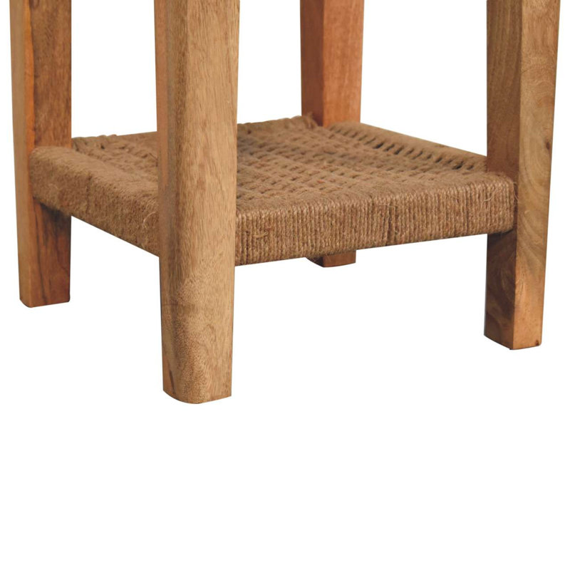 Table de bout 24 po en bois de chêne massif avec tiroir et tablette